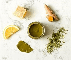 green tea, lemon and turmeric face mask or scrub