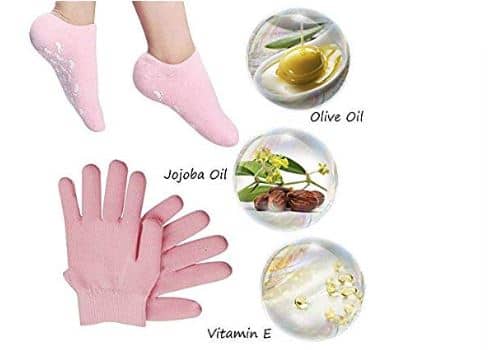  Spa quality cotton, hypoallergic moisturizing gloves and socks with vitamine E, jojoba oil and olive oil.